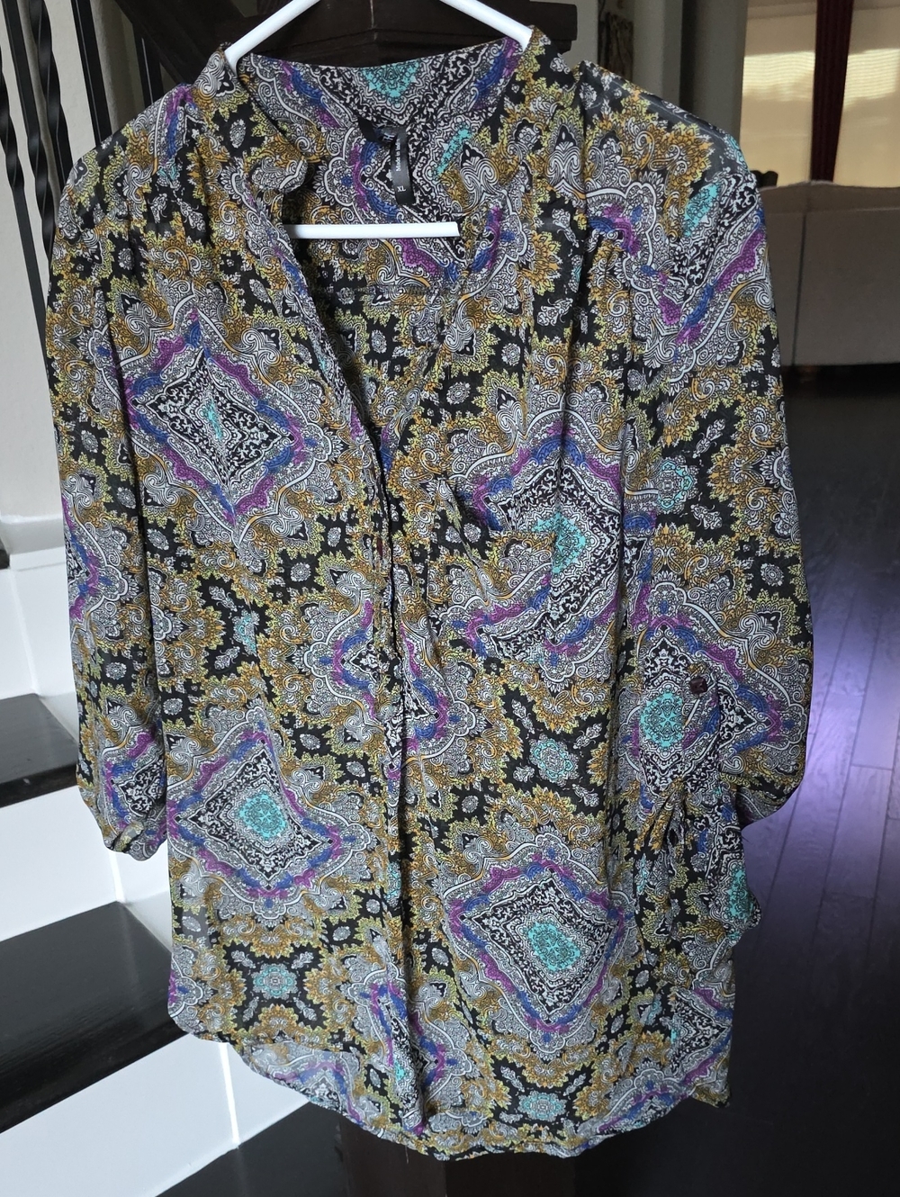 Live 4 Truth Multicolor Paisley Print Blouse - Black, Teal, Purple, Gold